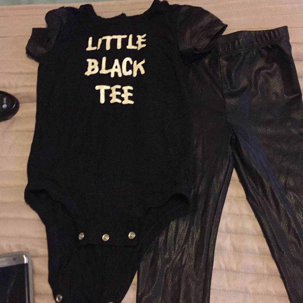 Leather like leggings with matching top